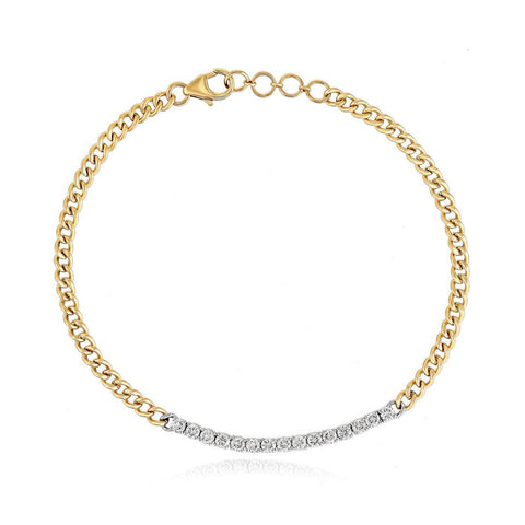 Large Diamonds Bar Cuban Gold Bracelet