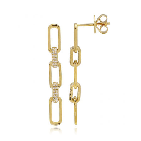 Five Paperclip Gold Drop Earrings