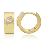 Solitaire Diamond Thick Gold Huggies