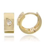 Solitaire Diamond Thick Gold Huggies