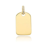 Small Pave Dog Tag Charm