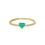 Petite Gemstone Heart Pave Ring