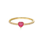 Petite Gemstone Heart Pave Ring