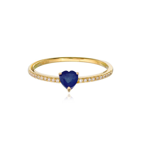 Petite Gemstone Heart Pave Ring