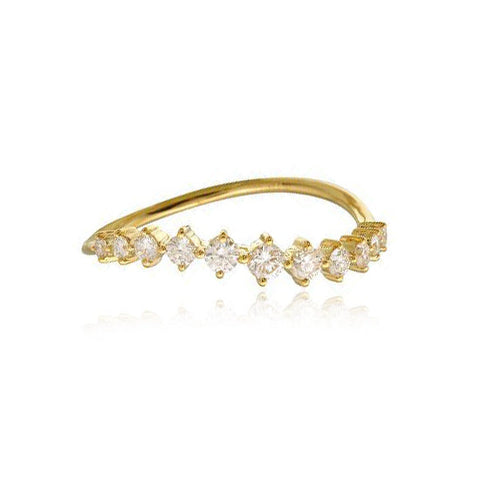 Wavy Four Prong Round Diamond Ring