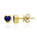 Bezel Heart Sapphire Stud