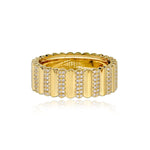 Thick Pave Striped Gold Ring