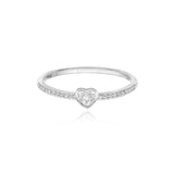 Petite Solitaire Bezel Diamond Pave Ring