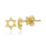 Gold Star of David Stud Earrings