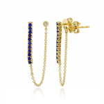 Gemstone Tennis Double Stud Chain Earrings