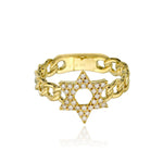 Pave Star of David Cuban Link Ring