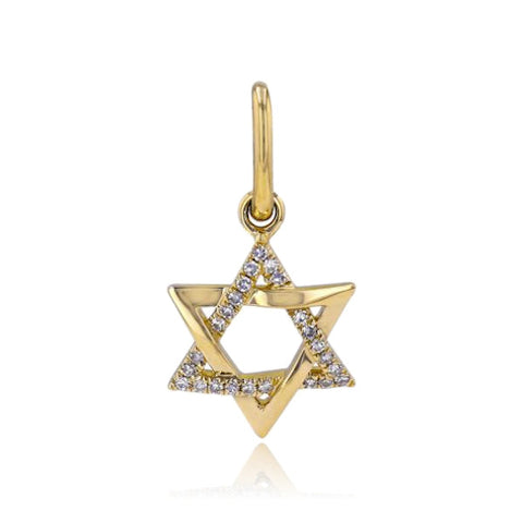 Star of David Half Pave Half Gold Charm