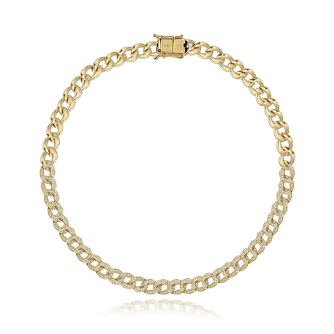 Small Diamond Cuban Chain Bracelet