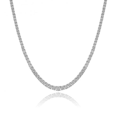 Classic 4 Prongs Graduated Diamond Tennis Necklace