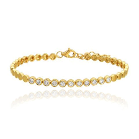 Bezel Diamond and Gold Disc Bracelet