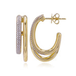 Pave and Gold Double Hoop