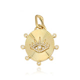 Round Striped Pave Evil Eye Medallion