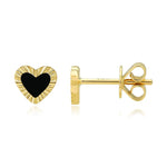 Small Fluted Outline Stone Heart Studs