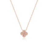 Fluted Pave Outline Clover Necklace