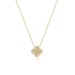 Fluted Pave Outline Clover Necklace