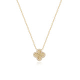 Fluted Pave Outline Clover Necklace