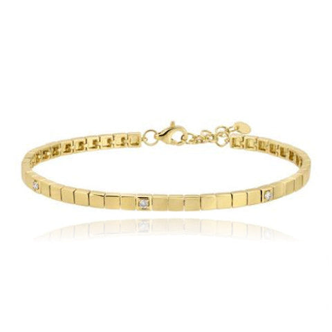 Small Golden Square Five Diamonds Tennis Bracelet