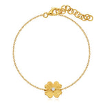 Fluted Center Diamond Flower Chain Bracelet