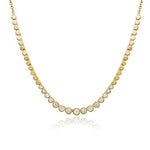 Graduated Bezel Diamond and Gold Disc Chain Necklace