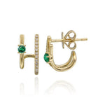 Solitaire Emerald and Pave Lobe Earring