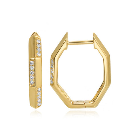 Geometric Pave and Gold Huggies