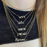 Pave Initial and Gold Name Necklace