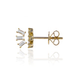 Curved Three Diamond Baguette Stud