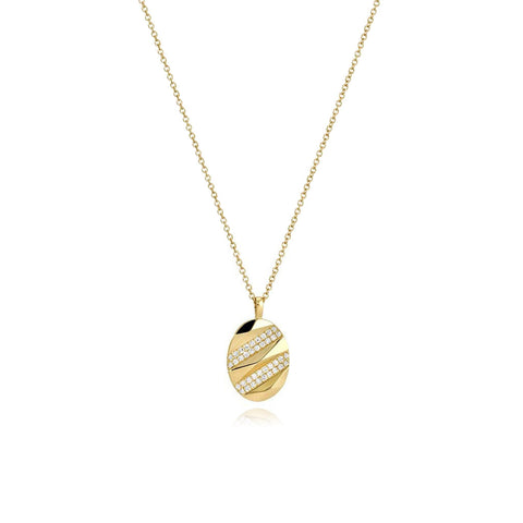 Oval Double Pave Stripe Necklace