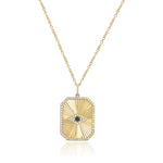 Pave Outline Gold Hexagon Fluted Diamond Evil Eye Necklace