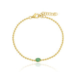 Solitaire Gemstone Gold Ball Chain Bracelet