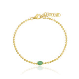 Solitaire Gemstone Gold Ball Chain Bracelet