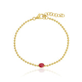 Solitaire Gemstone Gold Ball Chain Bracelet