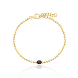 Solitaire Gemstone Gold Ball Chain Bracelet