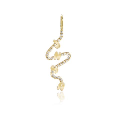 Wiggly Pave Multi Gold Initial Charm