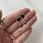 Small Fluted Outline Stone Heart Studs