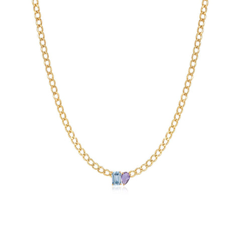 Medium Two-Gemstones Necklace