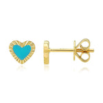 Small Fluted Outline Stone Heart Studs