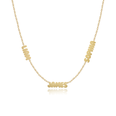 Multiple Cutout Gold Names Necklace