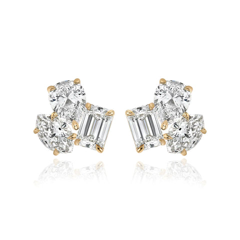 Three Medium Multi Shape Diamond Earring