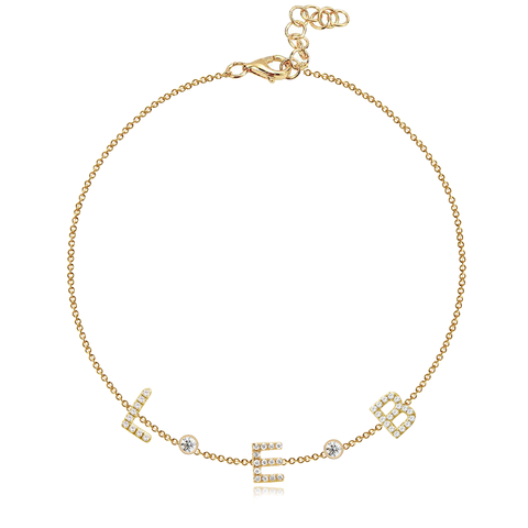 Three Initials Pave Bezel Bracelet