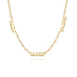 Multiple Cutout Gold Names Paperclip Necklace