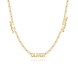 Multiple Cutout Gold Names Paperclip Necklace