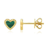 Small Fluted Outline Stone Heart Studs