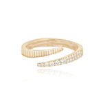 Fluted Swirl Gold and Pave Ring