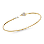 Pave Heart Gold Cuff Bangle